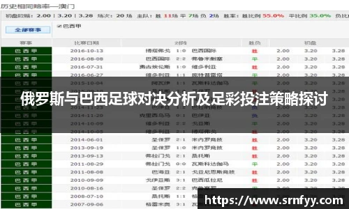 俄罗斯与巴西足球对决分析及足彩投注策略探讨